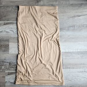 Poshdivah Womens Maternity Pencil Skirt Khaki Stretch Over Belly Midi